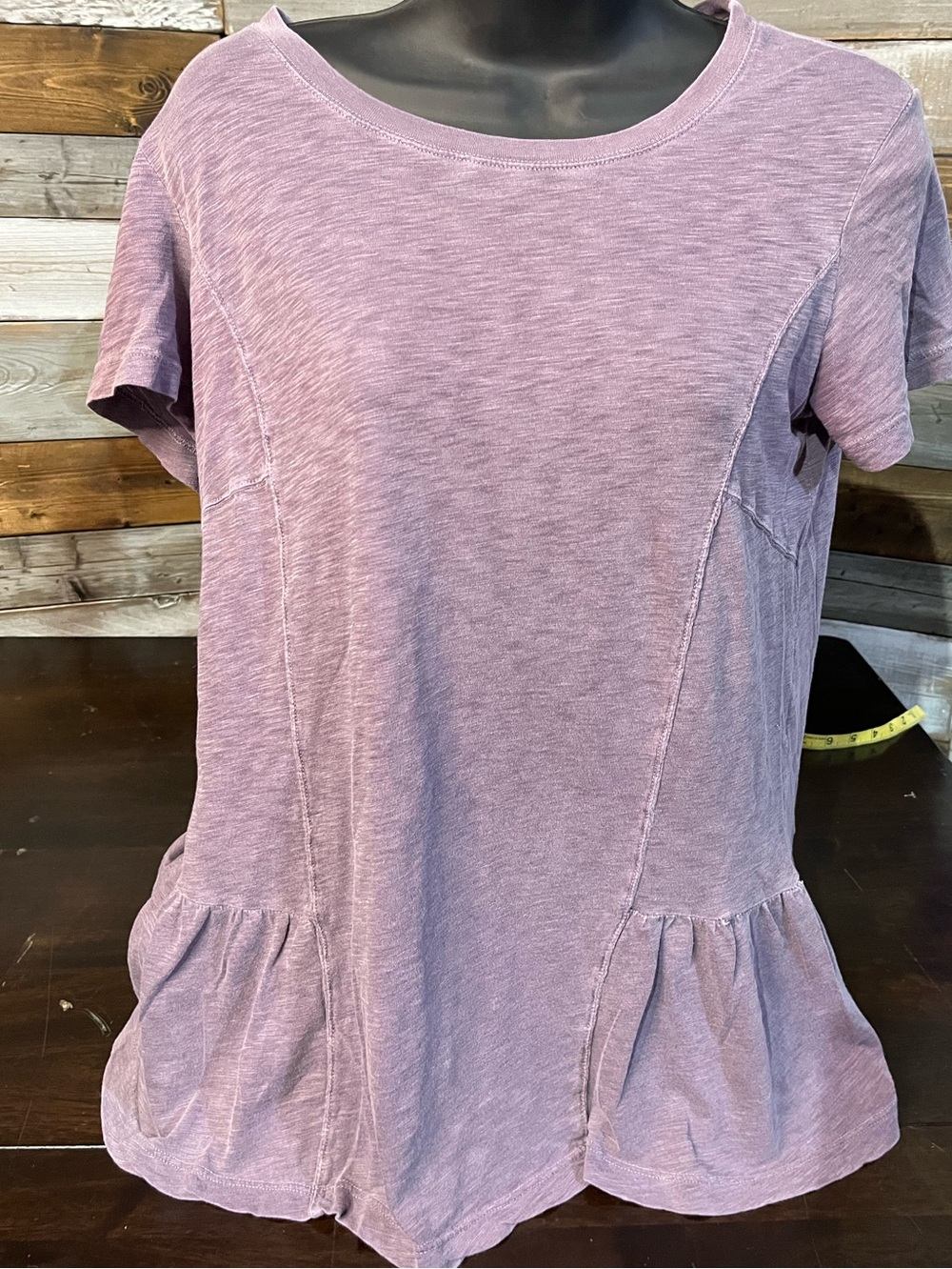 Stateside  Peplum Deep Lavender Slub Tee, Sz M